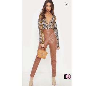 Pretty little thing- Stone snake print oversized shirt